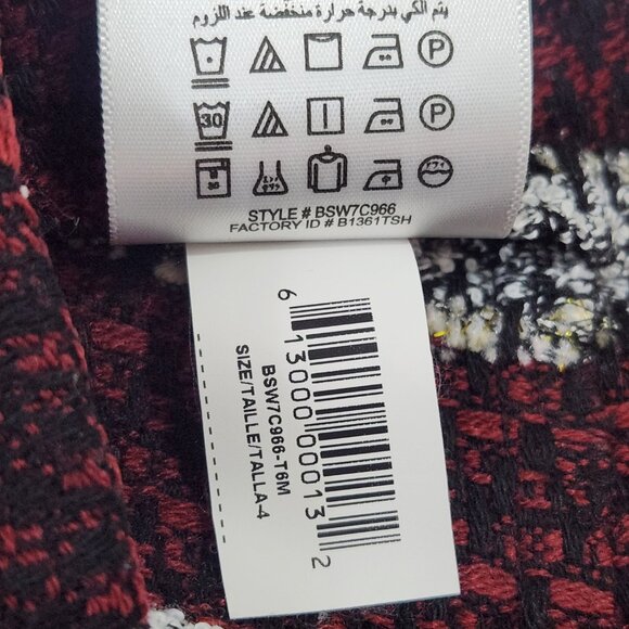 BCBGeneration Women's Size 4 Maroon Striped Jacquard Tweed High Rise Zip Shorts - Picture 8 of 10